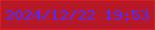 文字の大きさ：5、枠の色：d81d1f、背景の色：b61828、文字の色：4f2bfc 無料ブログパーツのブログ時計