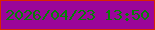 文字の大きさ：2、枠の色：d82500、背景の色：9b0599、文字の色：058007 無料ブログパーツのブログ時計