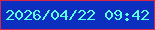 文字の大きさ：3、枠の色：d8264a、背景の色：0d2fbf、文字の色：59fde8 無料ブログパーツのブログ時計