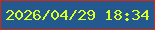 文字の大きさ：2、枠の色：d8280c、背景の色：24598f、文字の色：ddff26 無料ブログパーツのブログ時計