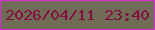 文字の大きさ：2、枠の色：d82bd6、背景の色：706c55、文字の色：820f40 無料ブログパーツのブログ時計