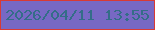 文字の大きさ：4、枠の色：d83a35、背景の色：7768c4、文字の色：346d88 無料ブログパーツのブログ時計