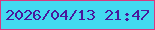 文字の大きさ：1、枠の色：d83a7f、背景の色：43daf0、文字の色：49189d 無料ブログパーツのブログ時計