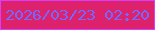 文字の大きさ：2、枠の色：d83cfd、背景の色：dd216b、文字の色：7468fe 無料ブログパーツのブログ時計