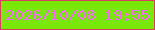 文字の大きさ：1、枠の色：d83f5c、背景の色：79e808、文字の色：f967fb 無料ブログパーツのブログ時計