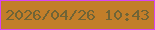 文字の大きさ：3、枠の色：d844f4、背景の色：c27e2a、文字の色：706436 無料ブログパーツのブログ時計