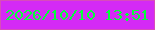 文字の大きさ：4、枠の色：d84cba、背景の色：d42af5、文字の色：05fe3b 無料ブログパーツのブログ時計