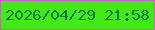 文字の大きさ：4、枠の色：d855df、背景の色：3feb10、文字の色：027544 無料ブログパーツのブログ時計