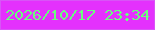 文字の大きさ：2、枠の色：d855f6、背景の色：e431fd、文字の色：6afd7f 無料ブログパーツのブログ時計