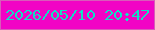 文字の大きさ：4、枠の色：d85bba、背景の色：f104c5、文字の色：11e0c5 無料ブログパーツのブログ時計