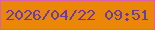 文字の大きさ：2、枠の色：d862ab、背景の色：ea8706、文字の色：673ca4 無料ブログパーツのブログ時計