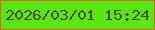 文字の大きさ：3、枠の色：d86720、背景の色：58e713、文字の色：534d30 無料ブログパーツのブログ時計