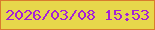 文字の大きさ：4、枠の色：d87c2d、背景の色：e7d74b、文字の色：a521d6 無料ブログパーツのブログ時計
