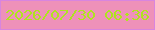 文字の大きさ：5、枠の色：d885df、背景の色：ee91b9、文字の色：afe41f 無料ブログパーツのブログ時計