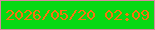 文字の大きさ：2、枠の色：d887a0、背景の色：06d913、文字の色：f67310 無料ブログパーツのブログ時計