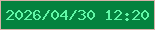 文字の大きさ：1、枠の色：d8b0a8、背景の色：04823e、文字の色：61f7a7 無料ブログパーツのブログ時計