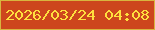 文字の大きさ：1、枠の色：d8b53f、背景の色：cd461d、文字の色：fedf3e 無料ブログパーツのブログ時計