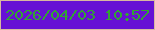 文字の大きさ：2、枠の色：d8b8a0、背景の色：6611d4、文字の色：31a433 無料ブログパーツのブログ時計
