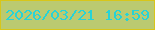 文字の大きさ：5、枠の色：d8c61a、背景の色：bbca71、文字の色：27d3d7 無料ブログパーツのブログ時計