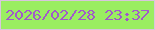 文字の大きさ：5、枠の色：d8c6dd、背景の色：9aee61、文字の色：a159ca 無料ブログパーツのブログ時計