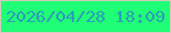 文字の大きさ：2、枠の色：d8c8bd、背景の色：1ffe76、文字の色：2c9db9 無料ブログパーツのブログ時計