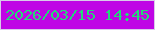 文字の大きさ：2、枠の色：d8cae9、背景の色：bf05e5、文字の色：22da79 無料ブログパーツのブログ時計