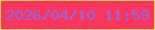文字の大きさ：3、枠の色：d8d445、背景の色：f9345e、文字の色：8e6be0 無料ブログパーツのブログ時計