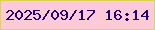 文字の大きさ：5、枠の色：d8d745、背景の色：ffcad7、文字の色：200974 無料ブログパーツのブログ時計