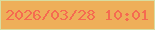 文字の大きさ：5、枠の色：d8dda0、背景の色：eeaf59、文字の色：f56b50 無料ブログパーツのブログ時計