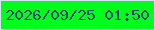 文字の大きさ：2、枠の色：d8e3f7、背景の色：00fd1b、文字の色：19456d 無料ブログパーツのブログ時計