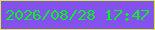 文字の大きさ：3、枠の色：d8e941、背景の色：8351ec、文字の色：04f129 無料ブログパーツのブログ時計