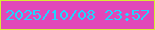 文字の大きさ：5、枠の色：d8ec33、背景の色：e148b9、文字の色：20d6ff 無料ブログパーツのブログ時計
