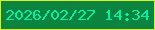 文字の大きさ：3、枠の色：d8ef2a、背景の色：0b8440、文字の色：04f2a1 無料ブログパーツのブログ時計