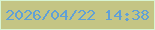 文字の大きさ：2、枠の色：d8f4d2、背景の色：c4c584、文字の色：60a0d6 無料ブログパーツのブログ時計