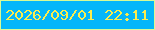 文字の大きさ：1、枠の色：d8fa96、背景の色：05b6f9、文字の色：fbed4e 無料ブログパーツのブログ時計