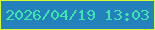 文字の大きさ：2、枠の色：d8fc34、背景の色：2481bc、文字の色：40e5ac 無料ブログパーツのブログ時計
