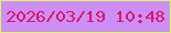 文字の大きさ：4、枠の色：d8fc58、背景の色：ce8ef7、文字の色：d61868 無料ブログパーツのブログ時計