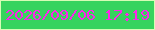文字の大きさ：1、枠の色：d8fcb5、背景の色：37d35e、文字の色：fc26ea 無料ブログパーツのブログ時計