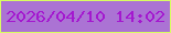 文字の大きさ：1、枠の色：d8fd62、背景の色：ab73d4、文字の色：a418cf 無料ブログパーツのブログ時計
