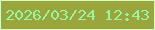 文字の大きさ：1、枠の色：d8ffc0、背景の色：9aa63c、文字の色：97f6a4 無料ブログパーツのブログ時計