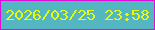 文字の大きさ：5、枠の色：d90ed7、背景の色：54b6c0、文字の色：e9fb0d 無料ブログパーツのブログ時計