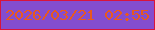 文字の大きさ：2、枠の色：d9143b、背景の色：844dce、文字の色：e8591e 無料ブログパーツのブログ時計