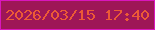 文字の大きさ：4、枠の色：d916bd、背景の色：9e1657、文字の色：ec5a36 無料ブログパーツのブログ時計