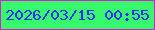 文字の大きさ：4、枠の色：d91dd6、背景の色：36f96b、文字の色：2a2bff 無料ブログパーツのブログ時計