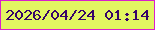 文字の大きさ：2、枠の色：d91fcc、背景の色：e2f661、文字の色：370568 無料ブログパーツのブログ時計