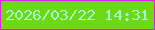 文字の大きさ：3、枠の色：d922e4、背景の色：6ed814、文字の色：a4fcd6 無料ブログパーツのブログ時計
