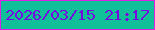 文字の大きさ：1、枠の色：d922e8、背景の色：11bf99、文字の色：7509de 無料ブログパーツのブログ時計