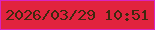 文字の大きさ：3、枠の色：d923bf、背景の色：e1233e、文字の色：3f290f 無料ブログパーツのブログ時計