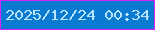 文字の大きさ：4、枠の色：d923fb、背景の色：0a7bd0、文字の色：bae5fe 無料ブログパーツのブログ時計
