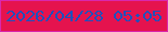文字の大きさ：4、枠の色：d928ad、背景の色：e5134e、文字の色：2050bc 無料ブログパーツのブログ時計